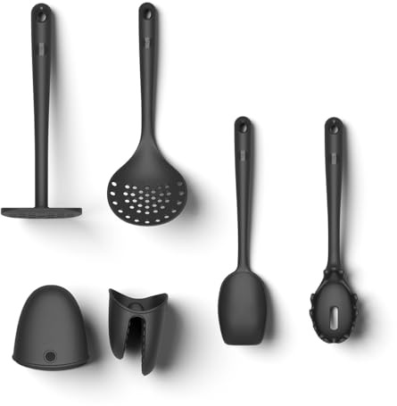 Hoffmann Küchenhelfer-Set, Anthrazit, Silikon-Edelstahlkern, Spülmaschinenfest, Hitzebeständig, Antihaft, Küchenutensilien-Set, Vorteilsset (6-teilig)