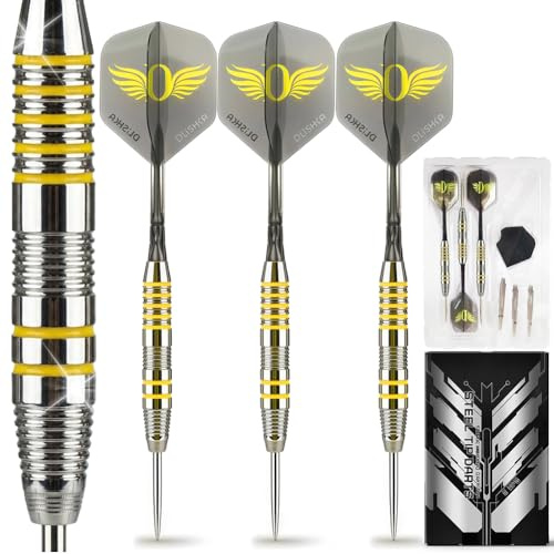 Dlishka Professionelles Steel Tip Darts Set Mit Integrierten Dart Flights Und Shafts Präzisionsausgewogene 2BA Stahl-Darts Für Zuhause Verein Und Wettkampf