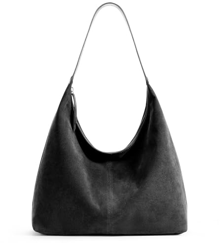 KALIDI Damen Shopper Handtasche Schultertasche Wildleder Tote Bag Vintage Hobo Tasche mit Reißverschluss Groß für Arbeit Schule Shopper Lässige täglich