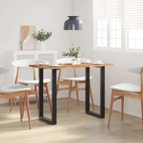 RuiNingRN Esstisch Massivholz Akazie 110x50x76 cm mit lebendiger Baumkante und schwarzen Eisenbeinen, Küchentisch Esszimmertisch im Industrial Landhaus Stil, platzsparend und robust