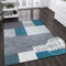 VIMODA Teppich Kurzflor in Türkis Blau Grau und Weiß Wohnzimmer Teppiche Modern Kachel-Optik Pflegeleicht, Maße:230x320 cm