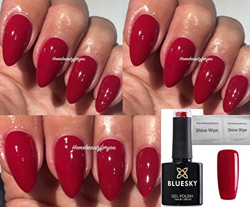 Bluesky A13 Deep Dark Red UV LED Gel Polish Soak Off 10ml PLUS 2 Homebeautyforyou Shine Wipes