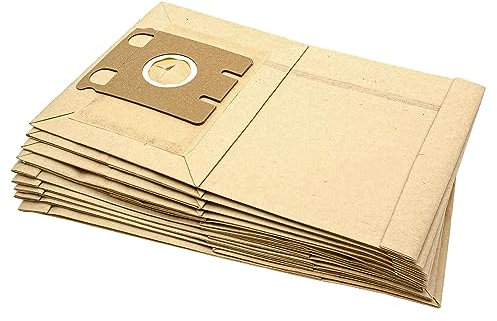 vhbw 10x Staubsaugerbeutel kompatibel mit Miele S217, S218, S219, S220, S221, S222, S223, S224, S225, S226 - Papier, Typ E, 31cm x 19,5cm, Sandfarben