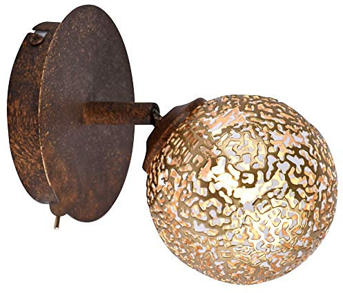 Paul Neuhaus Art Deco Wandlamp roest - Kreta/Innenbeleuchtung/Wohnzimmer/Schlafzimmer/Küche Metall Rund LED geeignet G9 Max. 1 x 40 Watt