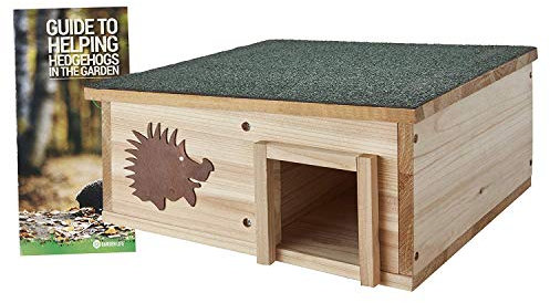 CLIFFORD JAMES Hedgehog House Wooden Garden Nature Hibernation Box with Waterproof Pitched Roof
