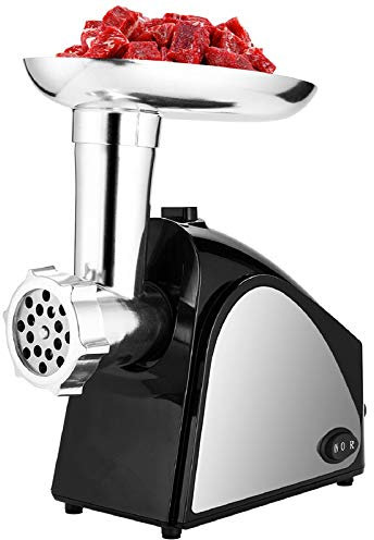 Tritacarne elettrico, tritacarne con 3 piastre e tubi di riempimento per salsicce, in acciaio inox
