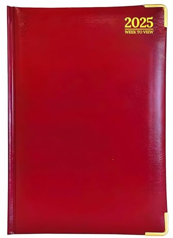 Luxuriöser Terminplaner 2023, Wochenansicht, fester Einband, 80 g/m², Papier für Geschäft, Büro und Zuhause, A4, 30 x 21 cm, Rot