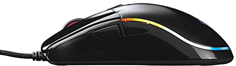 Deltaco Souris Gamer Glossy PC Filaire Programmable Ambidextre - 9 Modes RGB - PPP/DPI 400 à 5000-6 Boutons (Molette Incluse) - Légère 93 g - USB - Noir