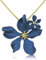 LUISIA® Halskette Nelia mit Blumen - 16 Karat vergoldet Dunkelblau