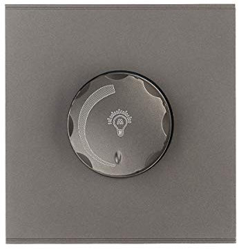 CNBINGO Rotary Dimmer Light Switch for Dimmable LED/Incandescent/Halogen Bulbs, No Neutral Wire Required, Stepless Leading Edge Dimmer Switch, Grey Screwless Flat Plate, 1-Way, 1 Gang, 500 Watts
