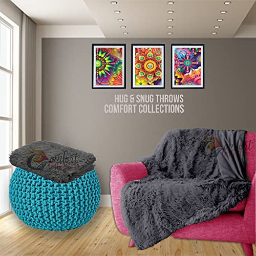 Teddy Fleece Luxury Hug and Snug Cuddles Fluffy Faux Fur Sherpa Reversible Throw Sofa Bed Super Soft Warm and Cosy Blanket Throw Charcoal 150cm x 200cm Approximate