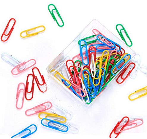 RuiChy 100 pezzi 28 mm graffette porta fogli di carta con rivestimento in plastica colorata con custodia per documenti di scuola ufficio organizzazione di fermacarte