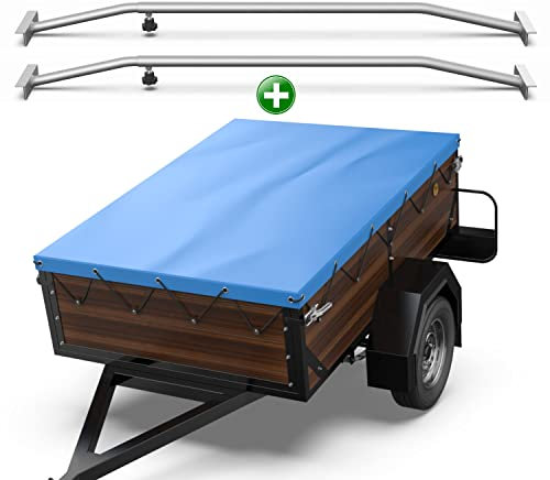 Tarpofix® Anhängerplane 170x110 cm + 2X Planenbügel | Anhänger Plane Flachplane aus PVC PLANENMATERIAL | Verstärkte HP DDR Anhänger Plane für Diverse PKW Hänger | Abdeckplane + Flachplanenbügel