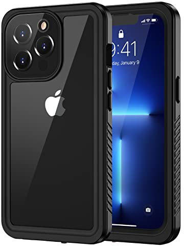 Lanhiem für iPhone 13 Pro Max Hülle (6.7), Handyhülle iPhone 13 Pro Max Case IP68 Wasserdicht 360 Grad Schutzhülle, Stoßfest Staubdicht Outdoor Panzerhülle mit Eingebautem Displayschutz, Schwarz