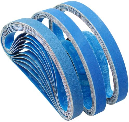 FEIHU Zirkonkorund Schleifbänder 20 x 520 mm je 5 x Körnung 60,80,100,120,240,320 für Bandschleifer,Druckluft,Bandschleifer für Fein BF 10-280 E Bandfeile Schleifbänder Set 30 Stück