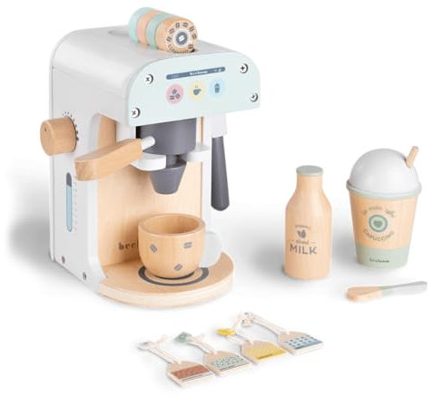 Beeloom — Cafetière en Bois Naturel pour Enfants, LALAPRESSO, Ensemble de Jeu Symbolique, Accessoires pour Capsules