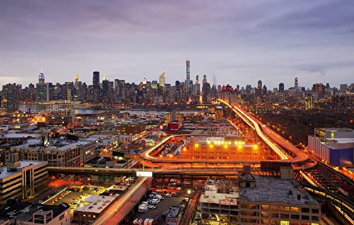 LHJOYSP Puzzle Natur 3D Puzzle 1000 Teile Lichter der Stadt New York Straße Empire State Building USA Chrysler Building Hudson River Queensboro Bridge 75x50cm