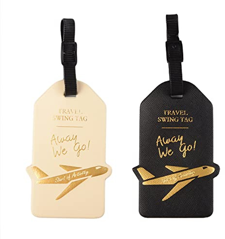 Lot de 2 étiquettes de bagage en cuir pour valises, identifiants de voyage, nom, adresse, tél, cadeaux de voyage pour homme/femme, cadeau de mariage
