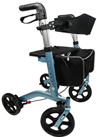 FabaCare Leichtgewichtrollator Staar, faltbarer Rollator mit großen Softrädern, Sicherheitsreflektoren, Pacific-Blau
