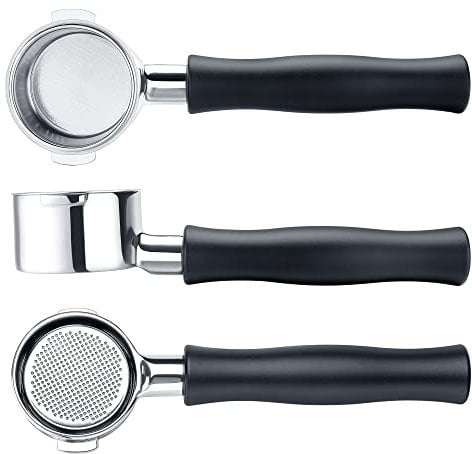 Normcore Portafiltro sin fondo de 51 mm con 2 orejas para Delonghi ECP3420/EC155/BCO430/EC260 con mango de aluminio anodizado (cesta incluida) – Cesta de filtro de portafiltro incluida