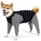 Hunde-Wundschutzanzug mit langen Ärmeln, atmungsaktiv, nach Operationen, Schlafanzug gegen Lecken, Bauchwunden, konische Alternative für Haustiere (2XL, Schwarz)