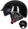 Casque Bol Homologué ECE Casque Jet Brain - Cap Demi-Casque Moto Vintage Casque Demi-Coque RéTro Ouvert Casque à VisièRe IntéGréE Cruiser Chopper Scooter Cyclomoteur,I-XL=（61~62cm）