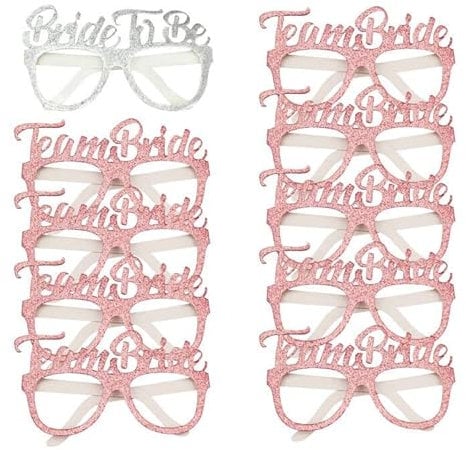 10 Pack Hen Party Glasses Shiny Rose Gold Team Bride Glasses Bride to be Glasses Hen do Accessories Hen do Night Party Game Photo Props Accessories Bride Party Props Bachelorette Party Decorations