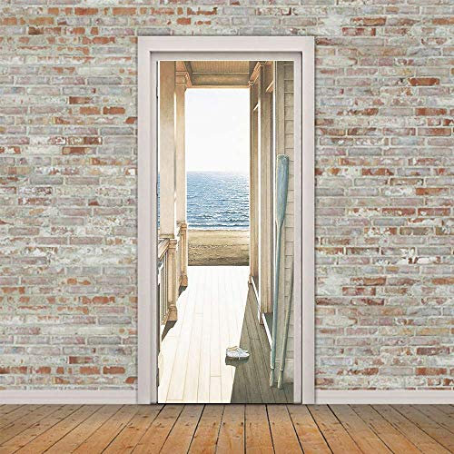VIRANDA Türtapete Selbstklebend TürPoster - MEER MUSTER - 3D Türaufkleber Türfolie für Schlafzimmer Gang Tür verschönern deko 90x200cm