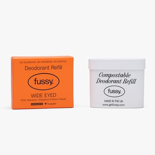 Fussy Refillable Natural Deodorant Refill - Citrus Scent | Wide Eyed Scent, Natural, Aluminium Free, Eco-Friendly, Vegan & Cruelty Free, 24 Hour Protection, Plastic-Free Refills