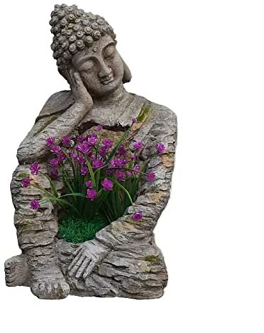 SUNESA Blumentopf Pflanztopf Buddha-Pflanzgefäß – Garten-Blumentöpfe, Zen-Blumentopfhalter for Sukkulenten, Blumen, Kakteen – Garten-Lotus-Statue, Innen- oder Außendekoration Pflanzkübel