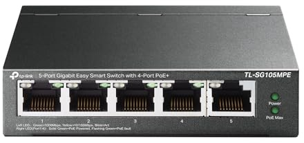 TP-Link TL-SG105MPE | Switch PoE Gigabit a 5 porte | Facile gestione intelligente | 4 porte PoE+@120W, con 1 porta Gigabit Uplink | Protezione a vita limitata | QoS, Vlan, IGMP e LAG | Senza ventola |