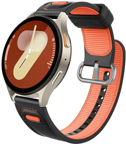 Caseology Athlex Armband kompatibel mit Samsung Galaxy Watch 7 44mm / Watch 6 Classic 47mm 43mm / Watch 6/5/4 45mm 44mm 40mm und 20mm breiten Uhren, Silikon, Nylonpolster, Watch Band - Aktive Orange