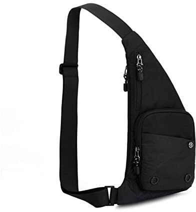 FANDARE Ultraleicht Brusttasche Sling Bag Herren Damen Bauchtasche Umhängetaschen Schultertasche Crossover Daypacks für Outdoor Reisen Camping Wanderrucksäcke Crossbody Pack Schwarz