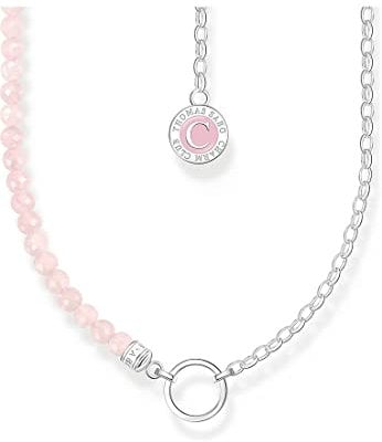 Charmista Pink Cold Enamel Rose Quartz Necklace KE2190-067-9