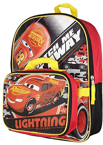 Disney Cars Lightning McQueen Kinderrucksack und Lunchbox, 40,6 cm, für Schule oder Reisen, Mehrfarbig, Einheitsgröße