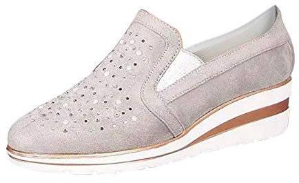 IQYU Zapatos de mujer con plataforma, informales, zapatillas de cristal, con tacón de cuña, para el tiempo libre, para correr, transpirables, cómodas, de lona, para correr, para caminar, informales,