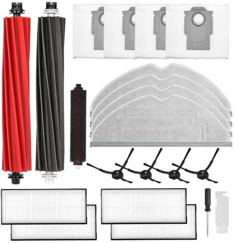 SpeHiate Zubehör für Roborock S8 Pro Ultra, Ersatzteile Kit mit 2 Hauptbürste, 1 Selbstreinigende Bürste, 4 Staubbeutel, 4 Wischtücher, 4 HEPA Filter, 4 Seitenbürsten