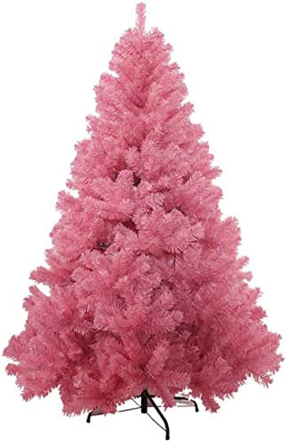 7,8 Fuß künstlicher Weihnachtsbaum, Kiefer, Deluxe-Fichte, aufklappbar, rosa Weihnachtsbaumdekoration mit soliden Metallbeinen, einfache Montage für rosa Feiertage, 7,8 Fuß (240 cm) (7,8 Fuß (240 cm))