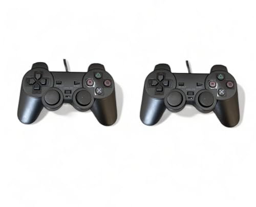 2X Mando con Cable Compatibles con Sony PlayStation 2 PS2 Dual shock Controller Joypad Controllador Negro