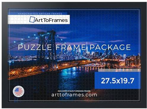 ArtToFrames 27.5x19.7 INCH / 70x50 CM Black Frame for 1000 piece Puzzles.This 1.2500 Inch Custom Engineered Wood Puzzle Frame is Black - Comes with Economy Acrylic (PuzzleFRBW26079-27.5x19.7)