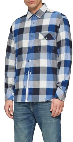 s.Oliver Herren Regular Fit: Kariertes Flanellhemd mit Brusttasche Hemd Langarm kariert