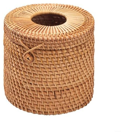 Schreibtisch-Serviettenhalter, einzigartiges Design, Rattan-Serviettenhalter, Taschentuchspender, Schreibtisch-Aufbewahrungsbox (D)