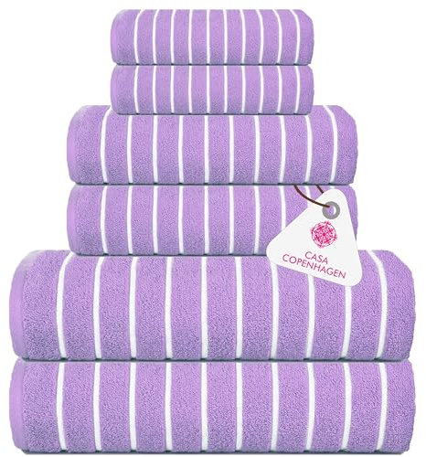 Casa Copenhagen Ecstatic 6-teiliges Handtuch-Set – Lila Rose, 600 g/m², 2 Badetücher, 2 Handtücher, 2 Waschlappen aus weicher ägyptischer Baumwolle für Badezimmer, Küche und Dusche