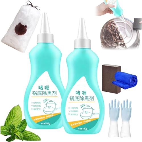 Magic Gel Cleaner For Pots And Pans, 150g Black Pot Bottom Cleaning Gel, Stainless Steel Pot Cleaner, Pot Cleaner For Bottom Of Pans, Cooktop Cleaner Cookware Cleaner Rust Remover (2pcs)
