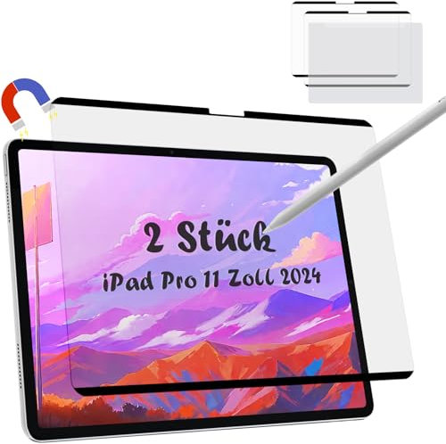 Mamol 2 Stück Magnet Papier Schutzfolie Kompatibel mit iPad Pro 11 Zoll M5 2025 / M4 2024, Magnetischer Matt Displayschutzfolie zum Schreiben Zeichnen-Abnehmbar/Anti-Blendung