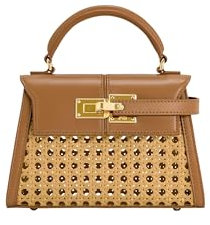 JW PEI Damen Elise Top Handle Bag, Braun gewebt, Small