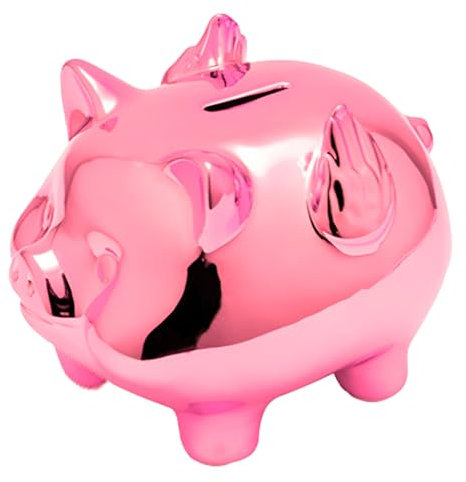 Porcellino Salvadanaio in Terracotta, Maialino Simpatico per Bambini, Sposi, Banconote - Idea Regalo per Natale, Matrimonio, Battesimo (Rosa)