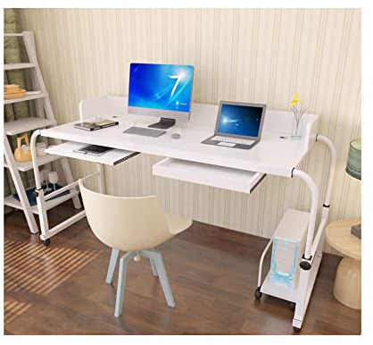 Laptoptisch, Überbettschreibtisch, Rollbarer Laptopständer, Überbettschreibtisch, Rollbarer Laptopschreibtisch, Nachttisch, Überbetttisch mit Rädern für Einzel-/Doppel-/Queensize-/Kingsize-Bettr