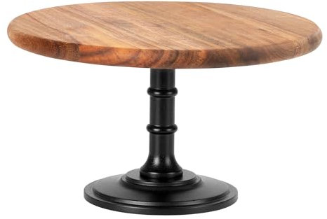 E-ROOM TREND Wooden Cupcake / Cup Cake Stand 1 Tier | Medium | Wooden Tower Tiered Dessert Stand with Oak Pedestal | Serving Tray Platter | for Birthday Party Afternoon Tea Baby Shower (MDP01OM)