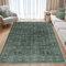 BSGIFT Teppich Kurzflor 140x200 Vintage Blumen Floral Grün, Waschbarer Wohnzimmerteppich Rutschfest Landhausstil für Schlafzimmer Küche Esszimmer Outdoor, Weich Short Pile Carpet